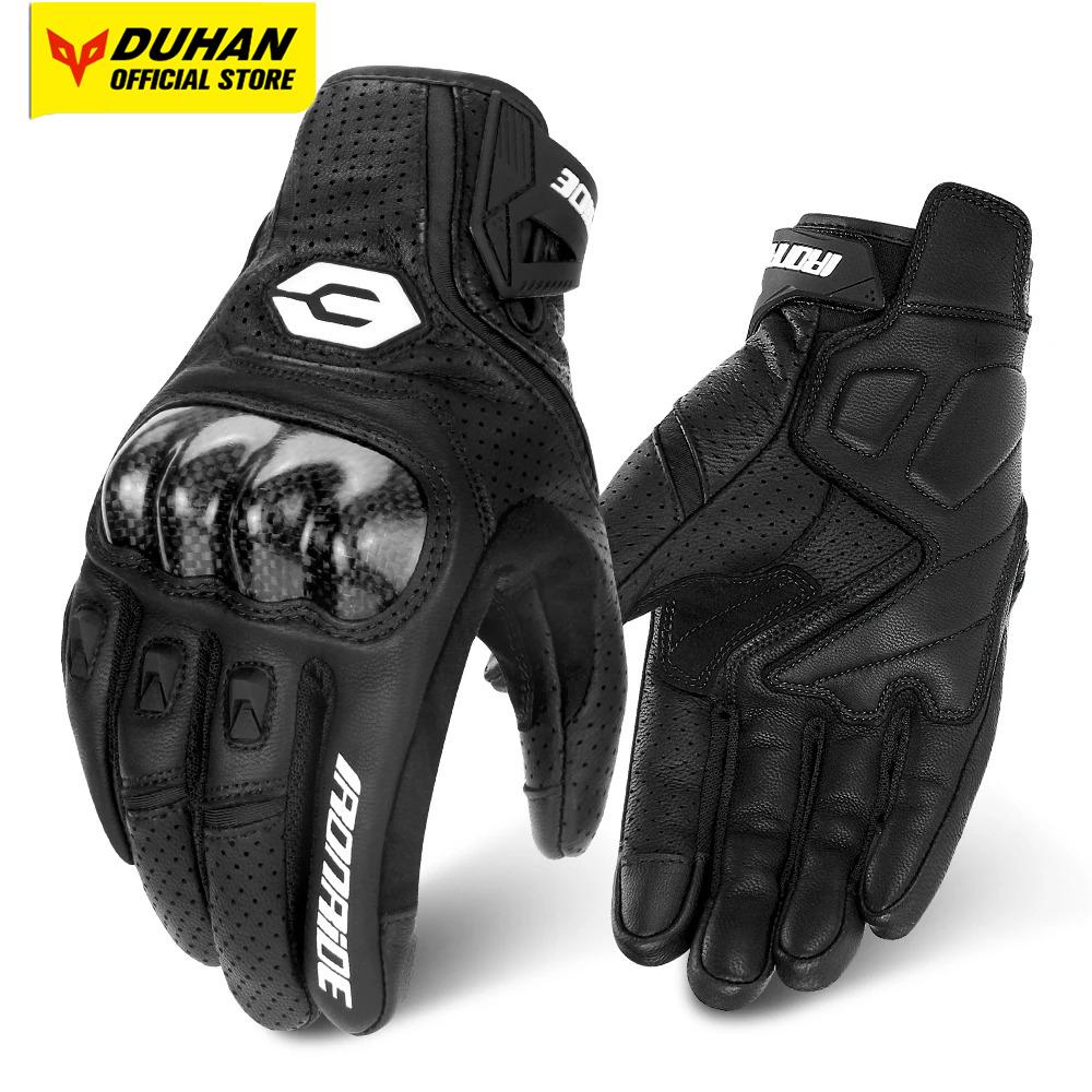 Motorcycle Gloves Breathable Real Leather Touchscreen Seasons Moto Gloves Windproof Warm Riding Motorbike Motocross Gloves