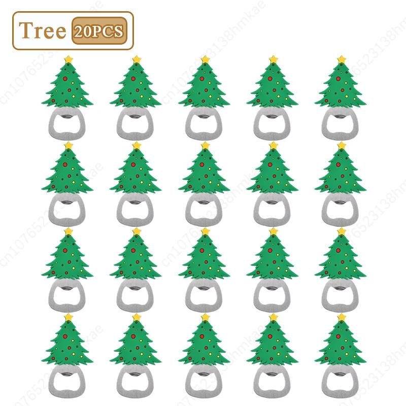 1-20PC Christmas Beer Bottle Opener Santa Snowman Bottle Opener Silicone Stainless Steel Bottle Opener Party Decoration Supplies
