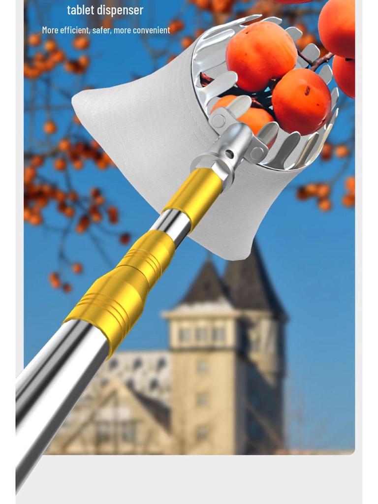 Telescopic Pole Fruit Picker for Persimmon, Loquat, Bayberry, Peach, Plum, Jujube, Apricot, and High-Altitude Harvesting