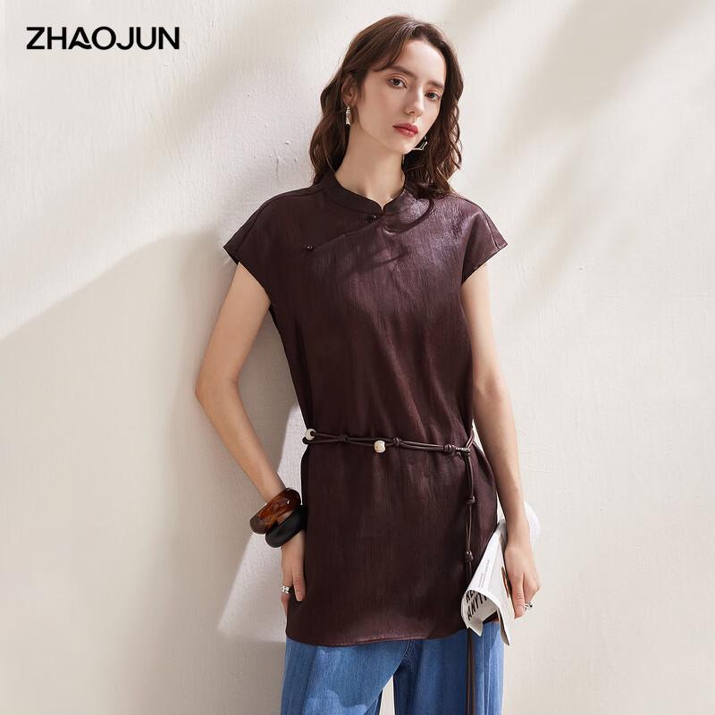 Zhaojun 2026 S/S Mulberry Silk New Chinese Style Short Sleeve Top 2XL темно-красного