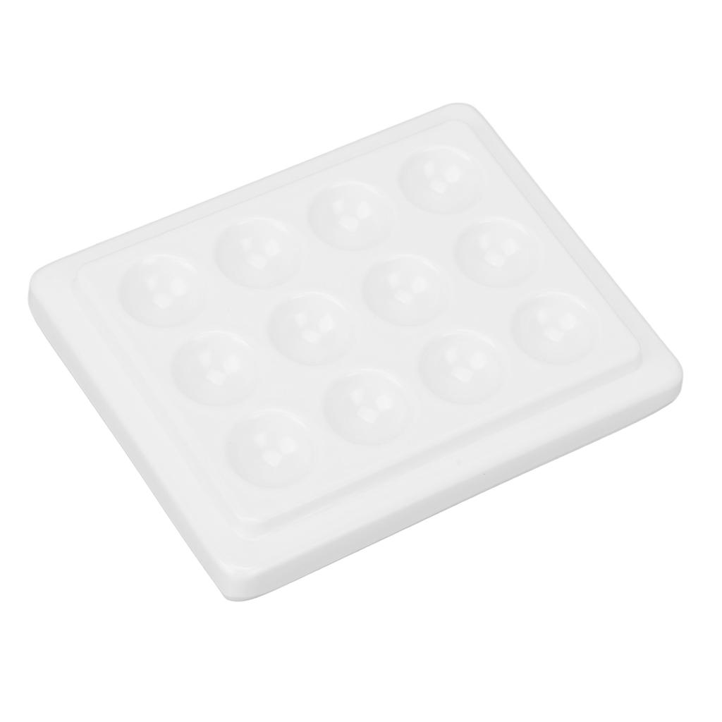12 Wells Porcelain Paint Palette Dustproof White Watercolor Paint Palette for Nail Art Painting