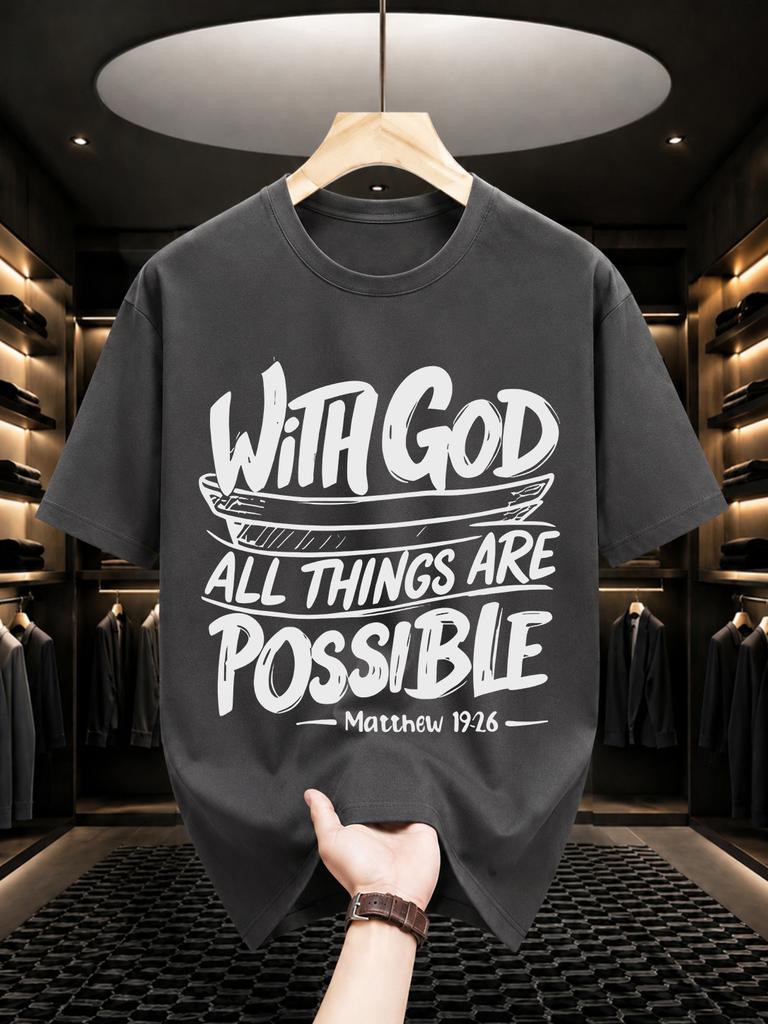 2026 New Cotton Tshirt With Christian Bible Verse Print Casual Crew Neck Short Sleeve Top
