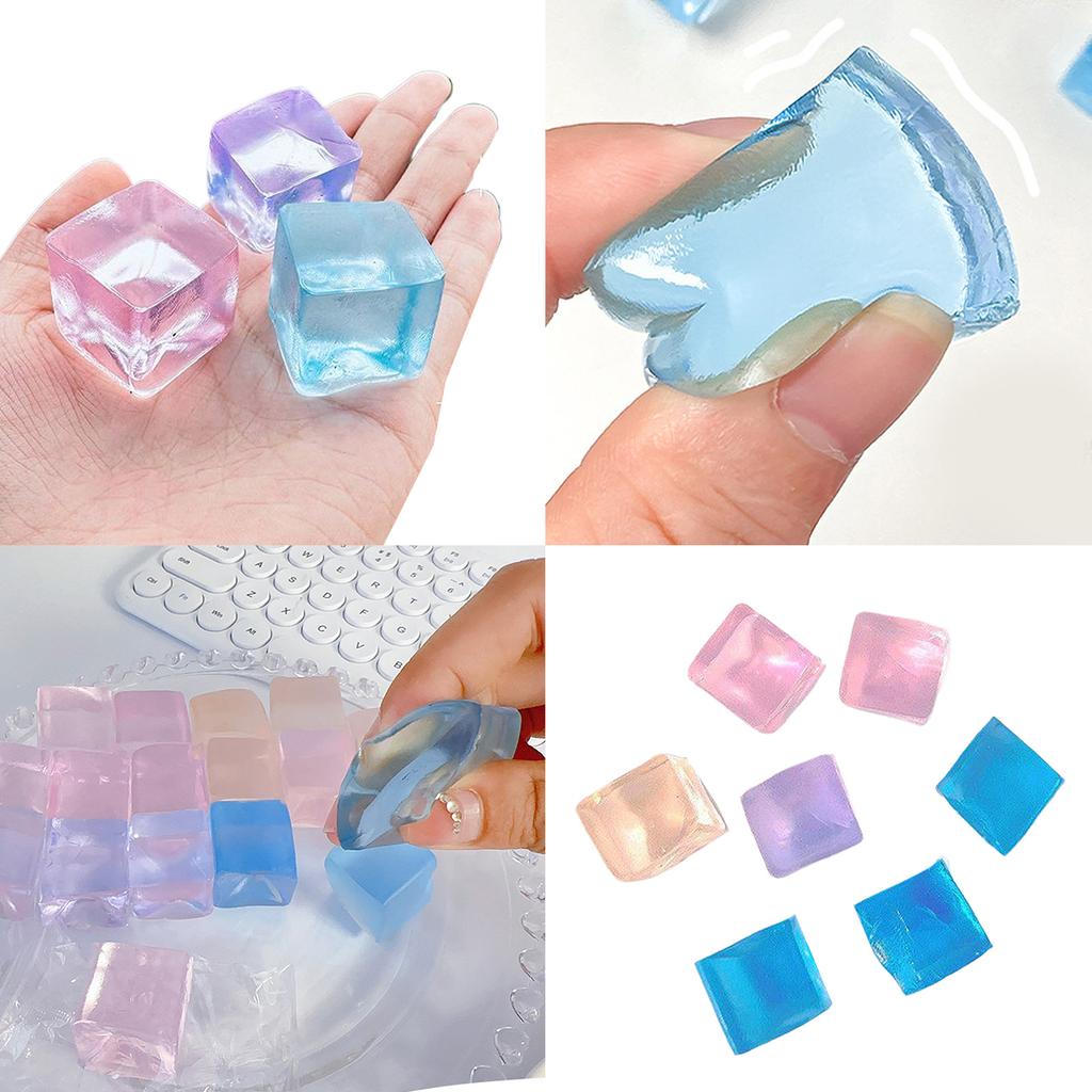 20 Pcs Squeeze Toy Ice Cube Mochi Clear Tofu Shape for Kids Anxiety Reduce Fairy Teens Party Supplies