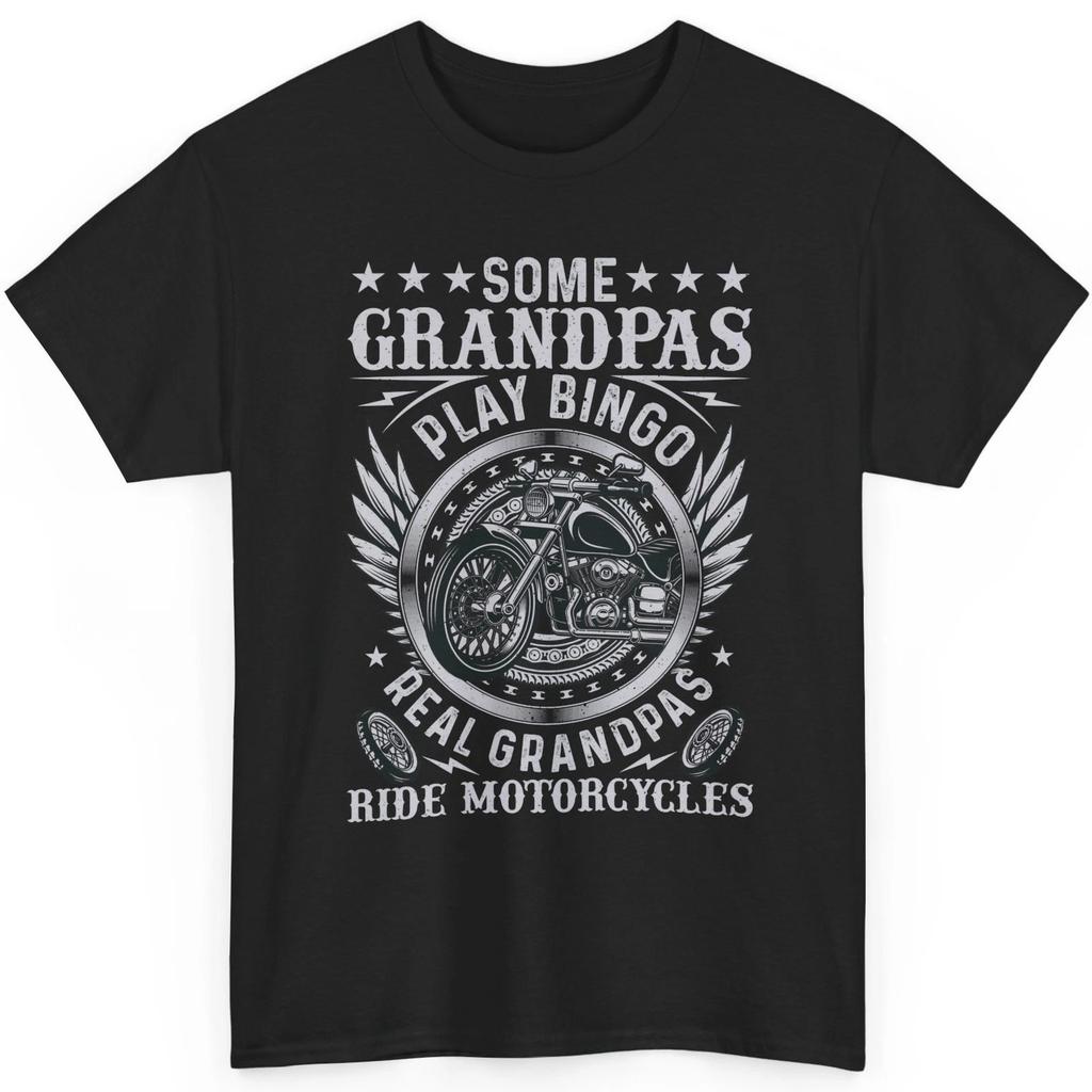 Grandpa Motorcycle T Shirt Biker Graphic Tee Real Grandpas Ride Bike Mens Top