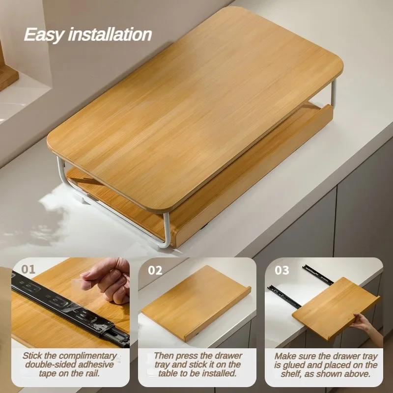 Creative Coffee Machine Storage Racks Wooden Countertop Cups Office Holders Racks Display Shelf Organizer Shelves Kitchen
