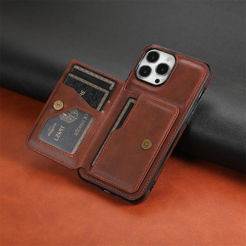 Flip Magnetic Wallet Phone Case for IPhone 13 12 Mini 16 15 14 11 Pro Max  XS XR 7 8 6 6s Plus Credit Card Holder Leather Cover