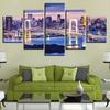Wandkunst 5 der Stadt Sydney Nachtansicht Hausmalerei Modulare Bilder, Leinwanddekoration, Moderne HD-gedruckte Poster, Wohnzimmer