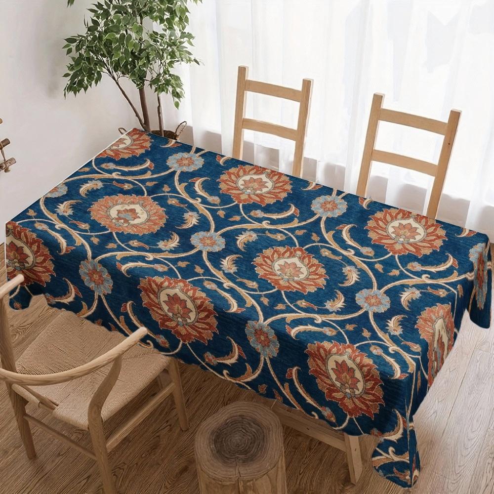 Floral Pattern Rectangle Table Cloth for Table Decor Holiday Party Waterproof Reusable Tablecloth for Tables Kitchen Dining