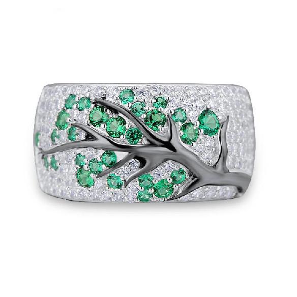 Fashion Shiny Tree Branch Rings 925 Sterling Silver Crystal Zircon Branch Rings for Women Unique Punk Branch Wedding Jewelry