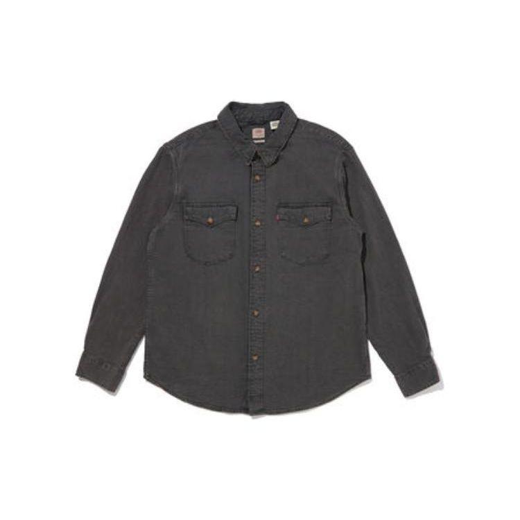 Levis Solid Color Button-Down Denim Long Sleeve Shirt Men Shirts Black A1919-0016