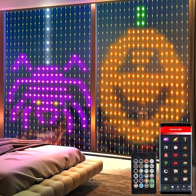 

Bluetooth Smart LED Curtain Lights - Multicolor Decorative String for Christmas Copper Wire 3*3M-Four Functions