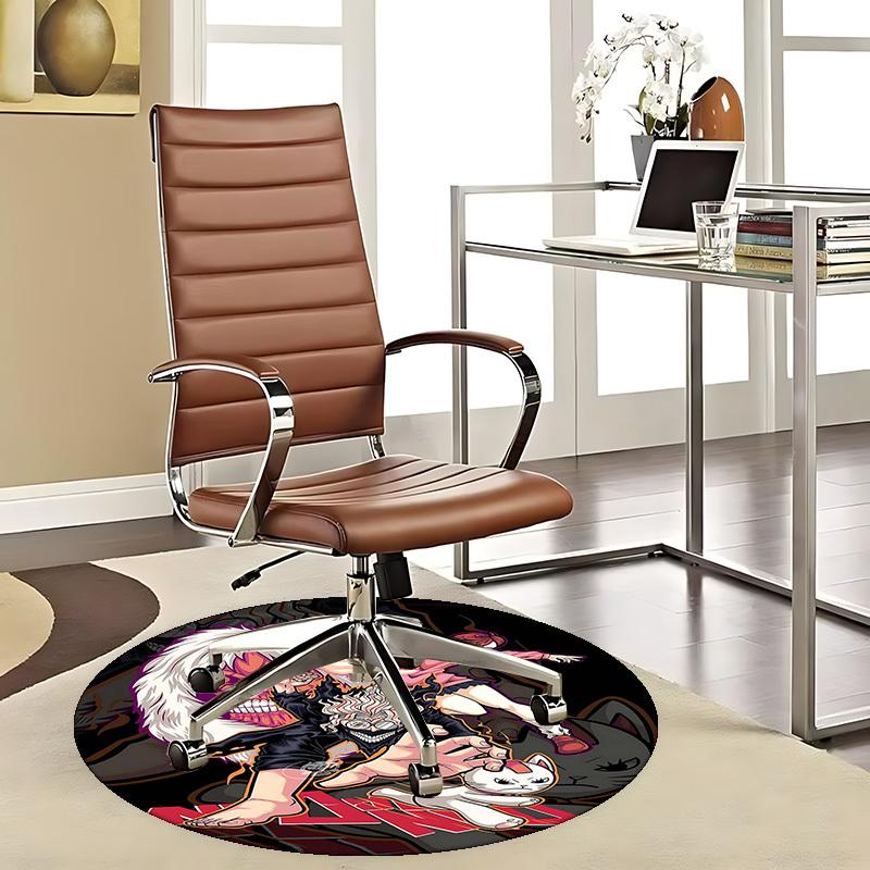 1pc Anime Cartoon Design Round Carpet - Office Chair Mat, Non-Slip Rug for 80cm