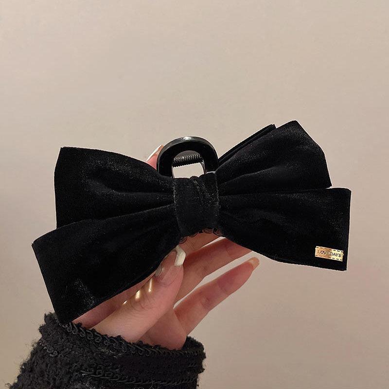 Large Bowknot Red Black French Hairclip Accessories Headwear Velvet Princess Hairpins Headdress