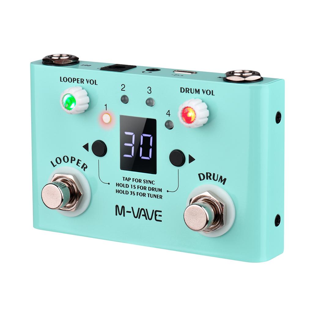 M VAVE LOST TEMPO Effect Pedal Drum Looper Effector Mini 2 In 1 Looper Drum Machine Double Footswitch Looper Pedal Looper Guitar Pedal 30 Drums