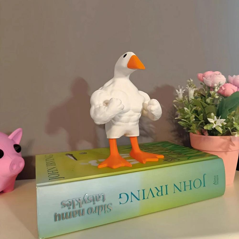 Creative Muscle Duck Resin Statue Ornament Home Decoration Funny Key Magnetic Duck Art Sculpture Crafts Living Roon Garden Decor