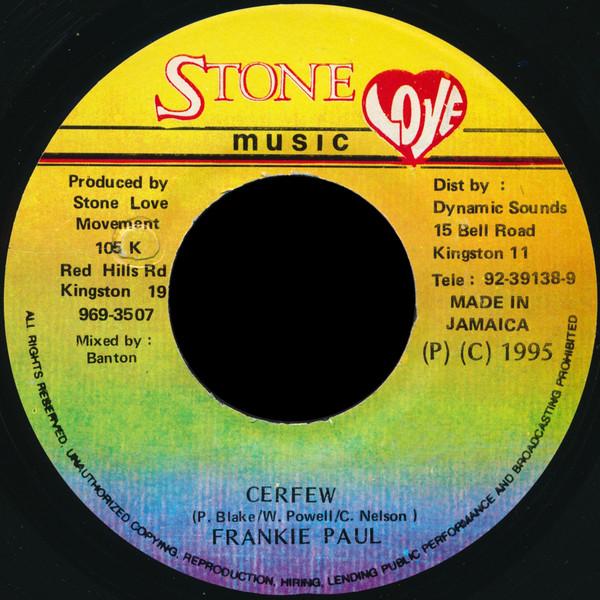 

7inch Record FRANKIE PAUL Cerfew NONE STONE LOVE MUS 1995 Jamaica Reggae Ska Dub Used