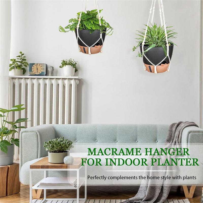 M-Modern-10 Inch Hanging Planter For Indoor Plants, 2 Pack Self Watering Hanging Baskets Flower Pots With Drainage Hole