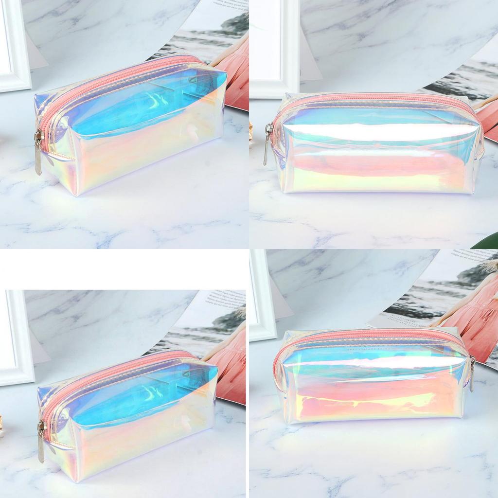Transparente TPU Make-up Tasche Laser Bunter Federmäppchen Tragbare Aufbewahrung Für Studenten