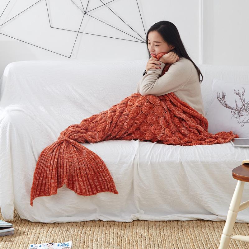 

Knitted Beauty Soft Tail Hook Handmade Sleeping Bag Blanket Blanket Home оранжевый
