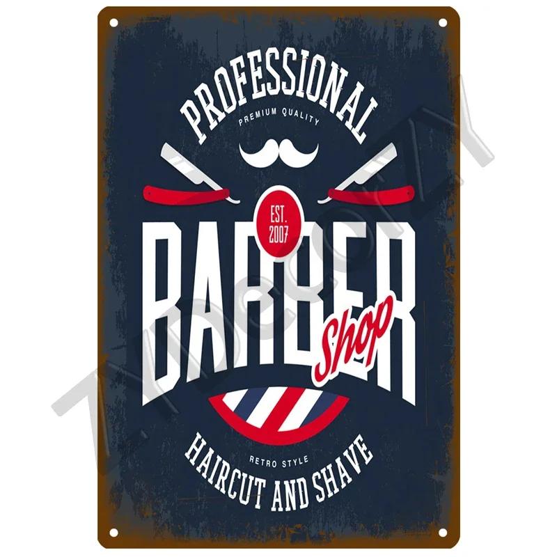 1pc Vintage BARBER SHOP Metal Sign Poster Cafe Bar Pub Tin Sign Plaque Retro Haircut and Shave Beard Sign Home Decor 8x12 Inch