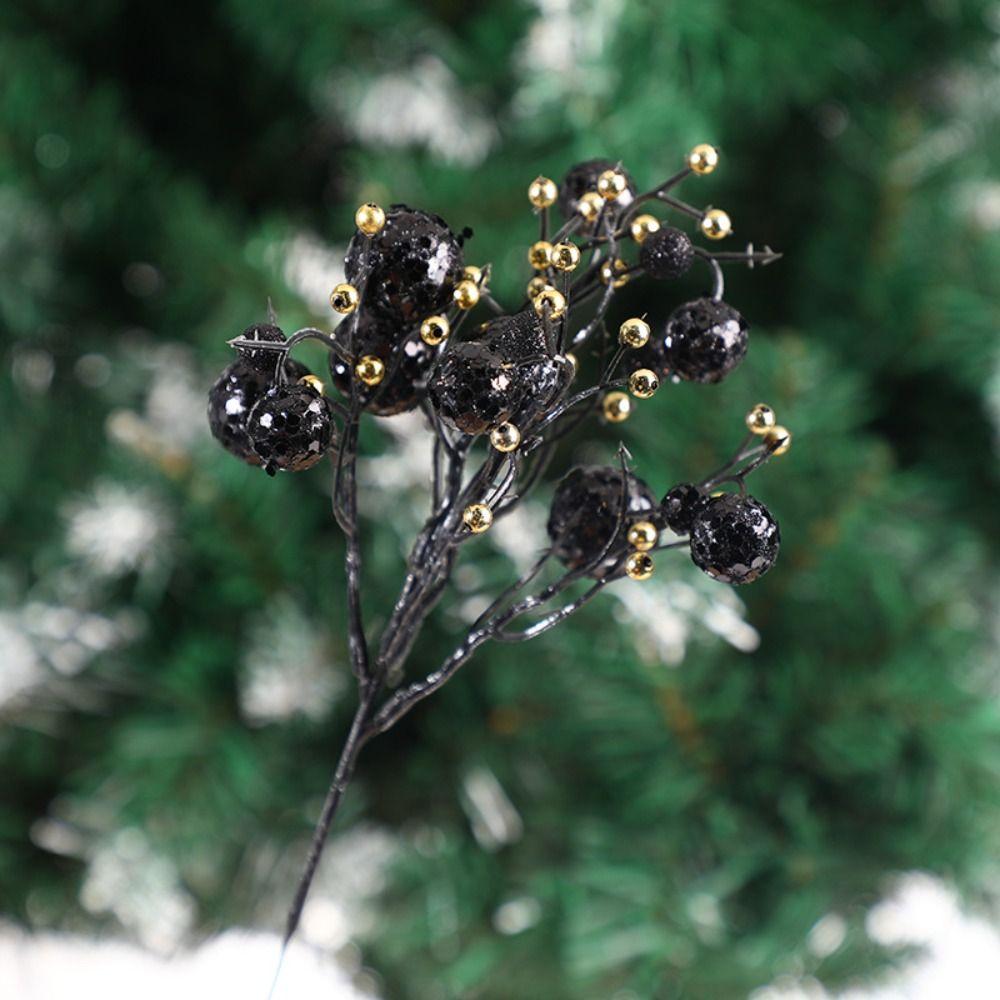 Reusable Christmas Glitter Berries Branches Realistic 29cm Artificial Berries Bright Color Christmas Ornament Home Decor