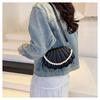 Women's Faux Leather Shell Shaped Shoulder Bag Fashion Pearl Chain Crossbody Mini Purse Trendy Small Handbag