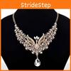 Exquisite Retro Peacock Necklace With Colorful Ear Studs Rhinestone Jewelry Set
