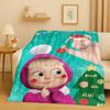 2026 New Cartoon M-Masha and B-Bear Christmas Gift Flannel Blanket,Ultra Soft Plush Throw for Home Bedroom Bed Sofa Cover Kids