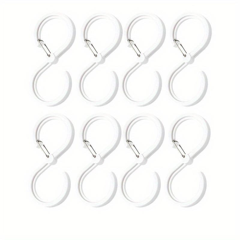 

1 Set of 8 S-shaped Hook Clips, Kitchen and Bathroom Rod Hooks, No-drill Plastic Clothes Hooks and Hangers 8PCS