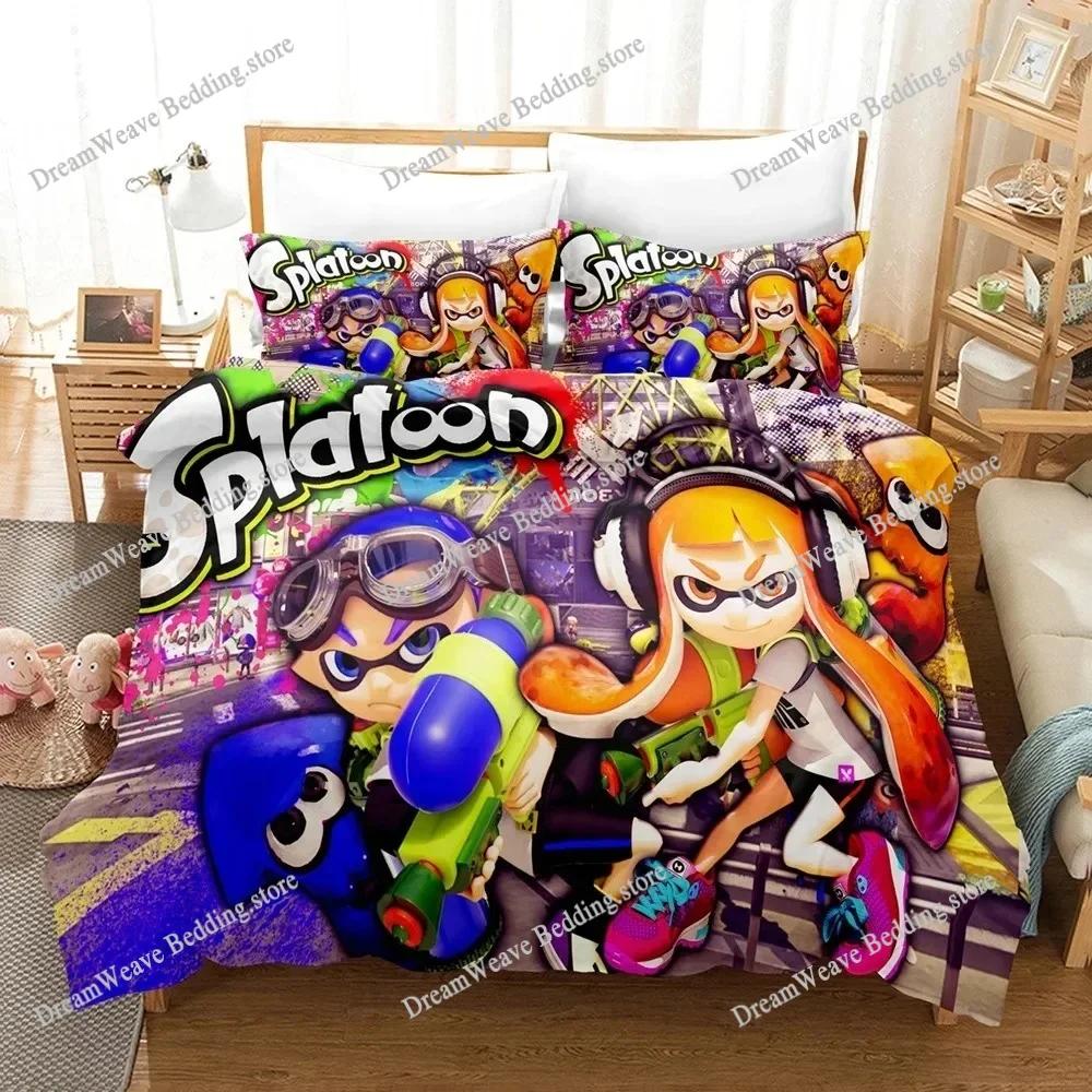 Splatoon Bedding Set Single Twin Full Queen King Size Bed Set Adult Kid Bedroom Duvet Cover Sets 3D Print Game Bed Sheet Set741