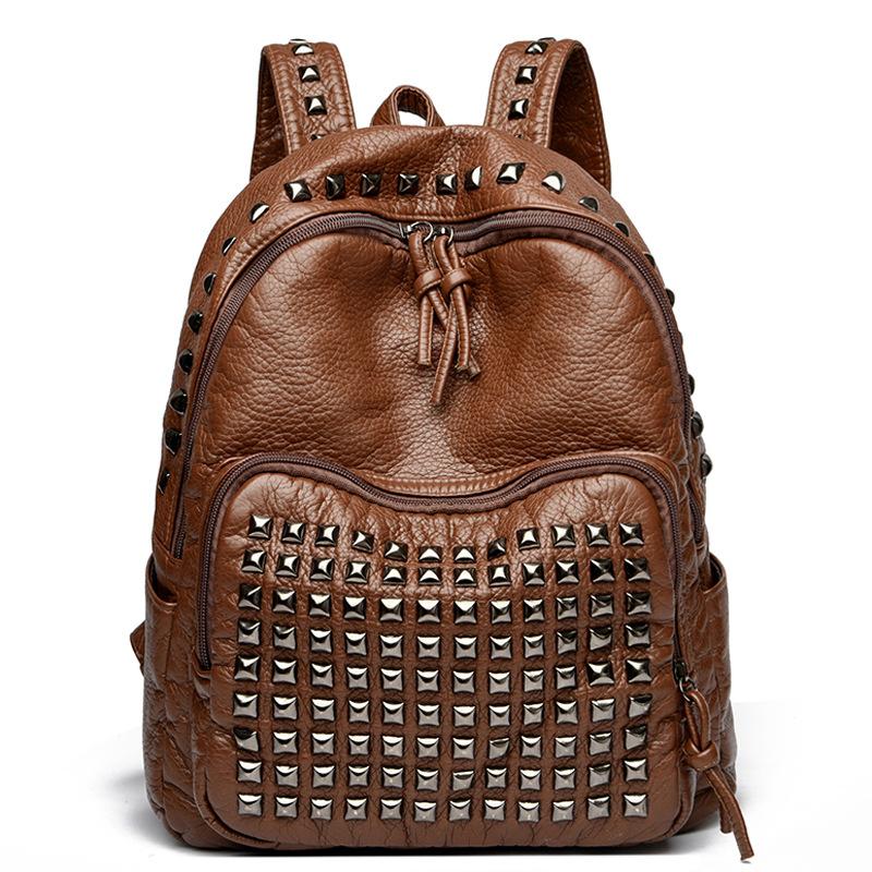 Nový počítačový batoh na cesty, Trendy batoh s velkou kapacitou, Punkový batoh s nýty