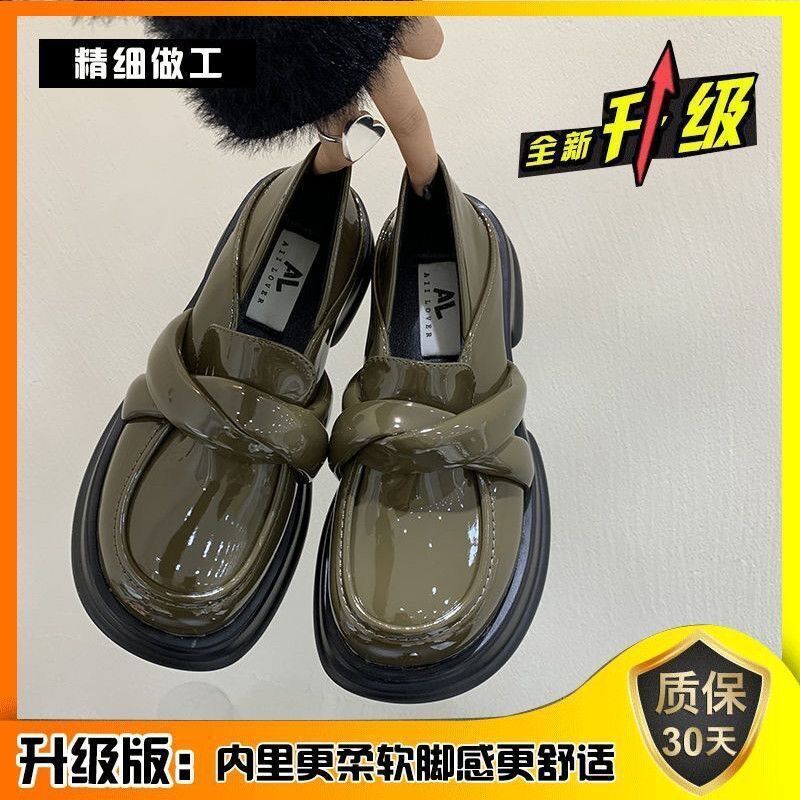 

Французская платформа маленькие кожаные туфли женские осень 2025 новые ретро одинарные туфли британские лоферы-маффины на одной педали 35