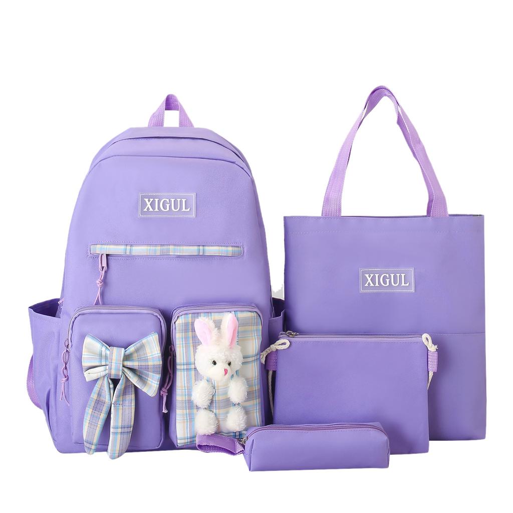 Schoolbag New Japanese Simple Girls Bag Casual Student Backpack Harajuku Four-piece Backpack Multifunctional Handbag