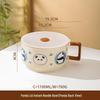 ZISIZ Cartoon Panda Ceramic Noodle Bowl with Lid