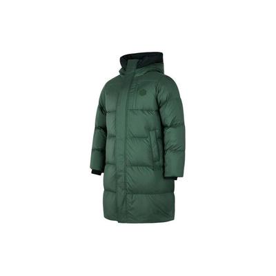 Einfarbige Reißverschluss-Kapuzen-Langdaunenjacke Herren Oberbekleidung Wald-Grau-Grün P423M030-0379