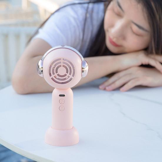 Spray Fan Cartoon Pet Shape Quiet Silent Motor USB Rechargeable Multi-Speed Wind Humidification Handheld Portable Mist Fan