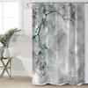 Floral Waterproof Shower Curtain, Waterproof Shower Curtain, Elegant Flower Pattern, Durable Bathroom Decor, With Hooks