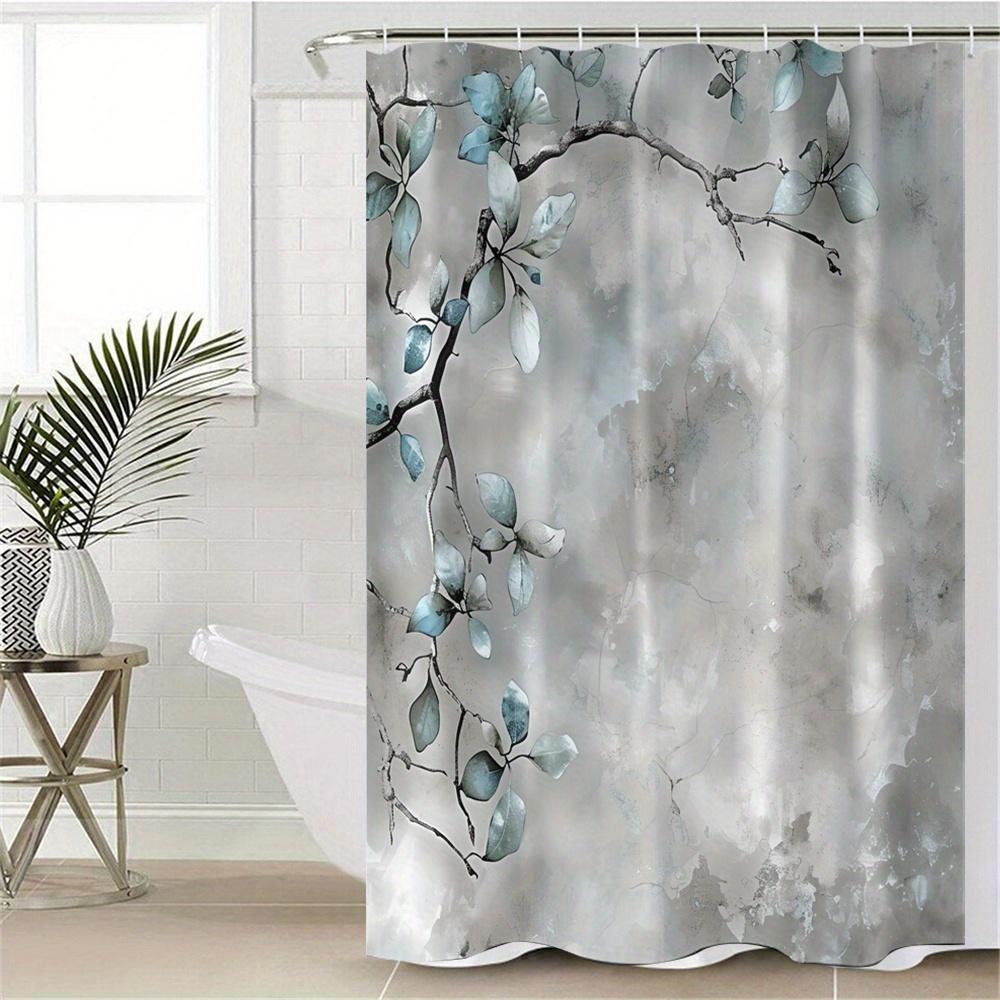 Floral Waterproof Shower Curtain, Waterproof Shower Curtain, Elegant Flower Pattern, Durable Bathroom Decor, With Hooks