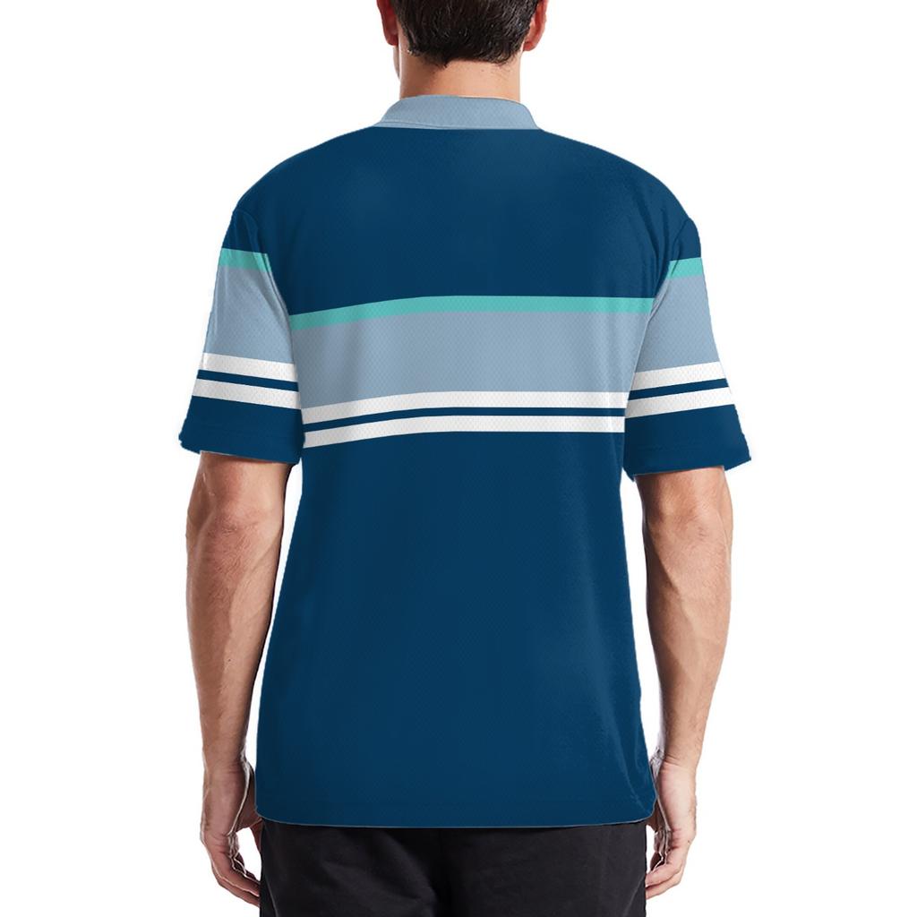 2026 Summer Men's Polo Shirt with Stripes Print Breathable Lightweight Casual Fashionable Outdoor