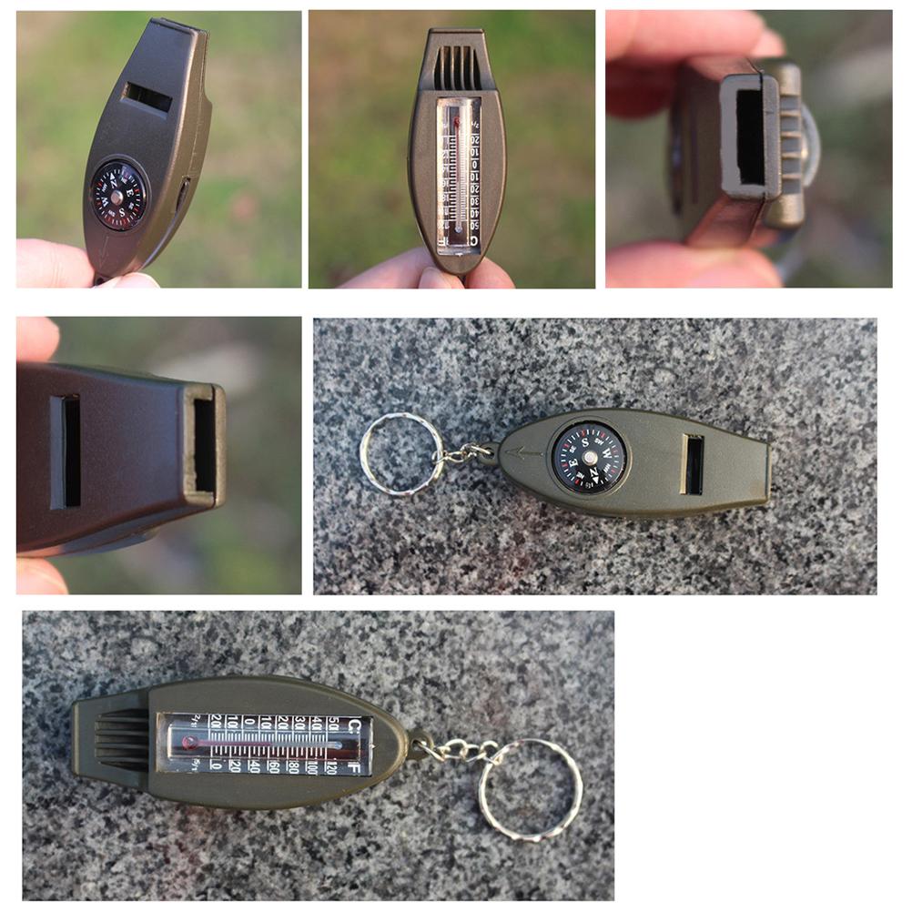 4Pcs 4 in 1 Emergency Whistle with Compass Thermometer Magnifier Portable Survival Multitool for