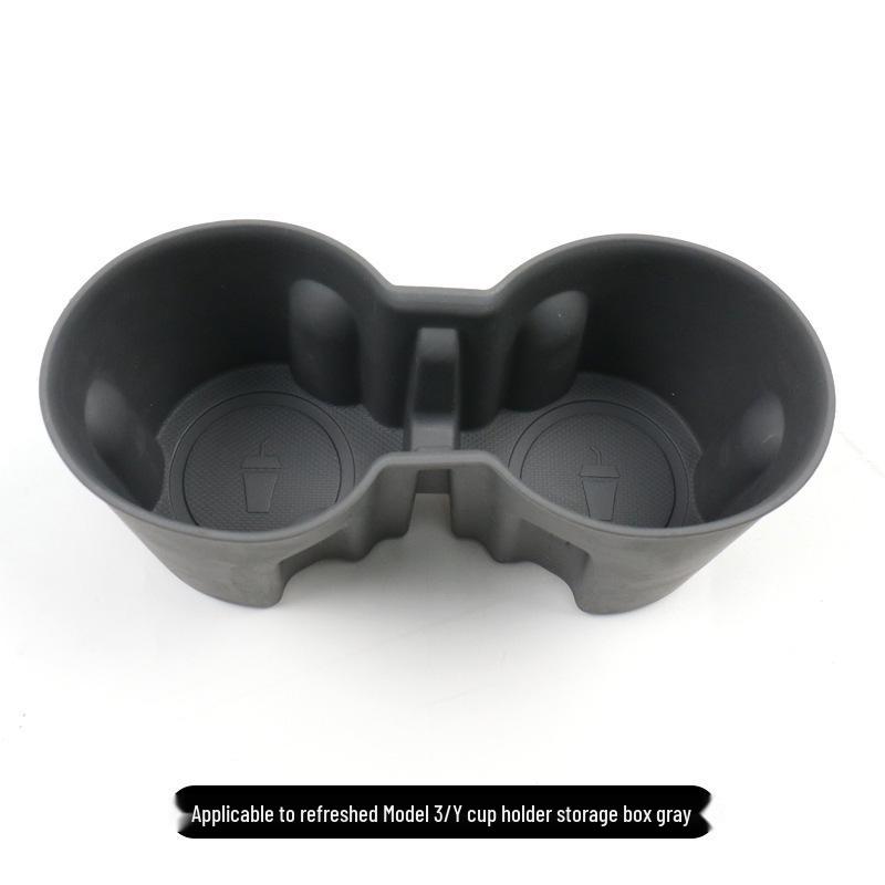 Tesla Model Y/3 Refreshed Center Console Cup Holder Silicone Cover & Coaster Accessory.
