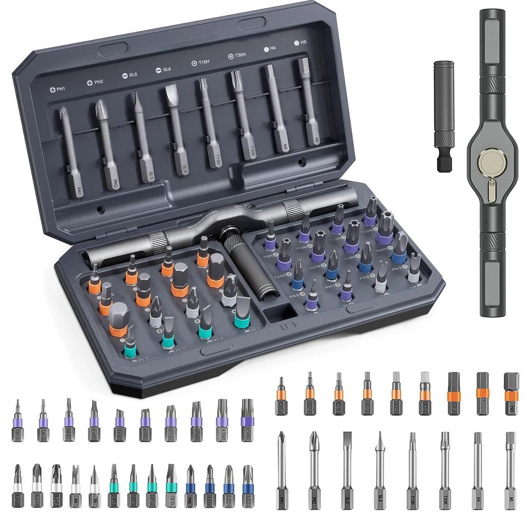 42 In 1 Magnetic Screwdriver Set DIY Ratchet Screwdriver Set Multi Bit Drive Set with Detachable Ratchet Handle for Compute.