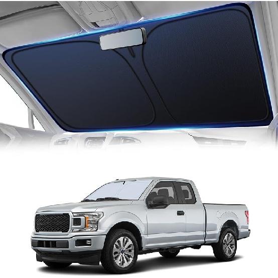 Windshield Sun Shade For Car, 4-Layer Reflective Sunshade Blocks Heat & UV, Sun Shade Windshield Keeps Interior Cooler, Pop-Up Design, Folds Quickly
