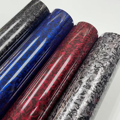 10/20/30/40/50x152cm 4 Colors Glossy Black Blue Red Grey Forged Carbon Vinyl Wrap Film Decal Self Adhesive Car Wrapping