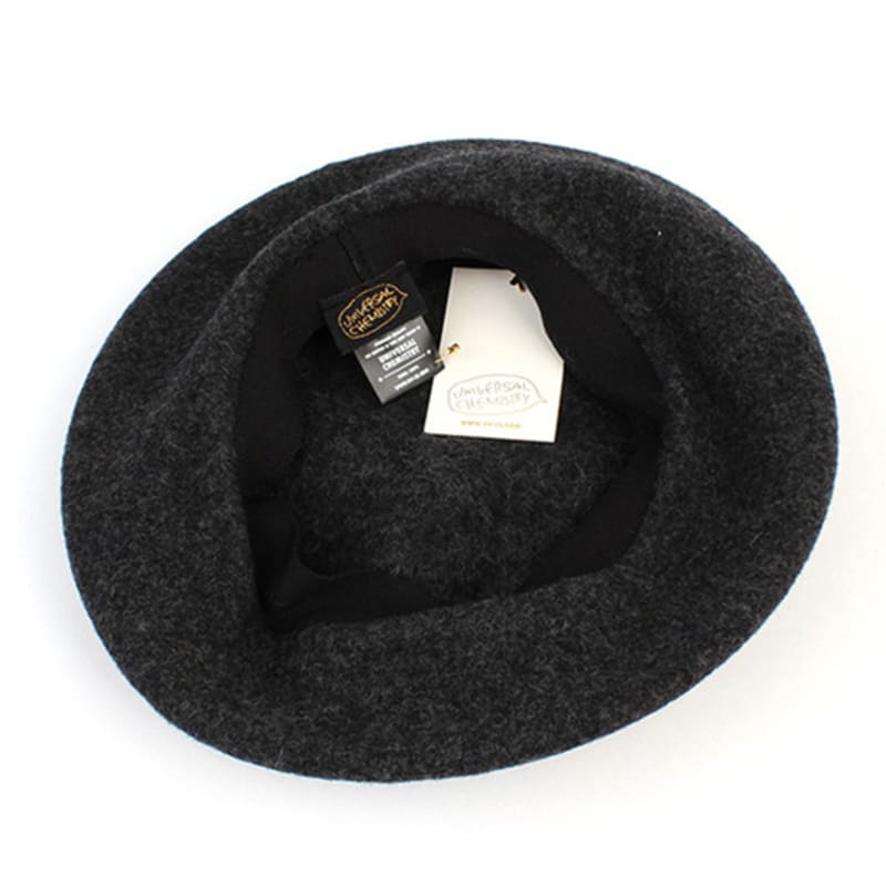 Universal Chemistry Wool Charcoal Overfit Beret Beret
