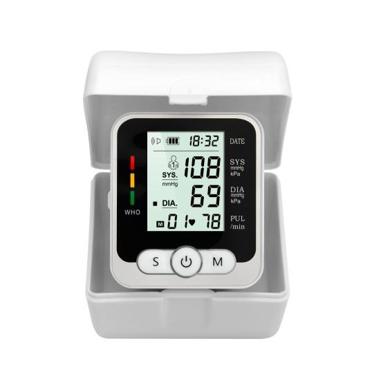 Electronic Blood Pressure Monitor Battery Powered One-click Measurement White Large Display Wrist Blood Pressure Machine for Home