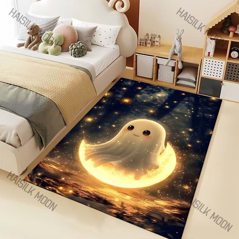 

Halloween Decor Moon Ghost Print Carpet for Living Room Bedroom Bedside Floor Mat Cloakroom Sofa Area Rugs Large Size 40x60cm