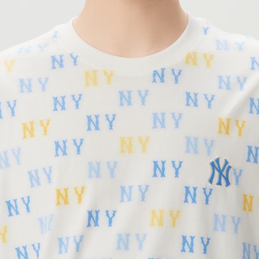 MLB New York Yankees Floral Print Loose Fit Pullover Short Sleeve T-Shirt Unisex Tops 3ATSM2263-50IVS