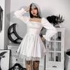 Lolita Kleid Party Abend Frauen Vintage Spitze Y2k Mini Kleid Weibliche Kawaii Kleidung Frühling Einteiliges Kleid Korea Weiß
