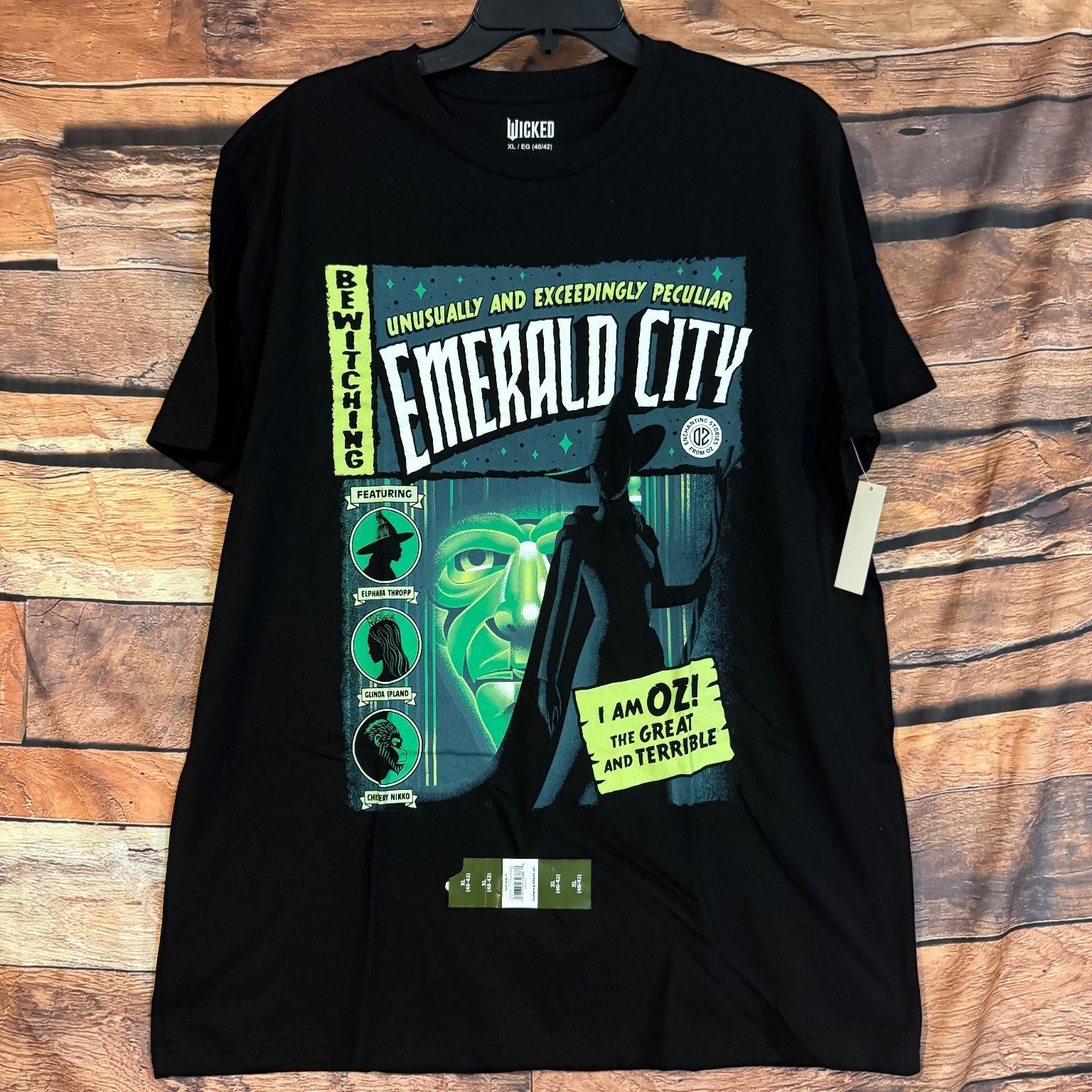 WICKED Men s Black XL Emerald City Wizard of Oz Graphic Cotton Blend Unisex T-Shirt M